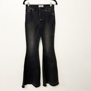 We the Free Free People button fly super flare stretch jeans